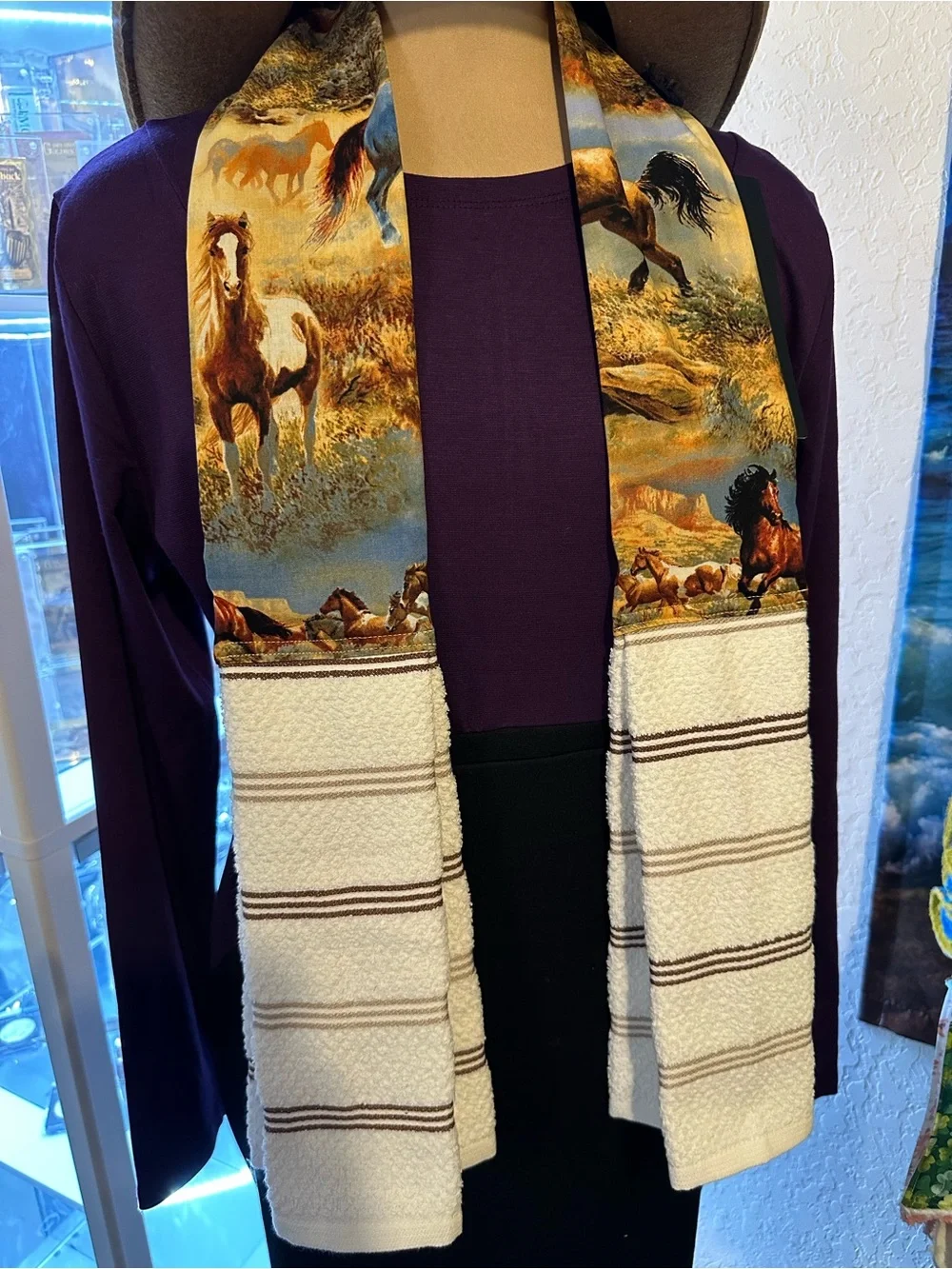Handmade Kitchen Scarf with Horse Ranch Print
